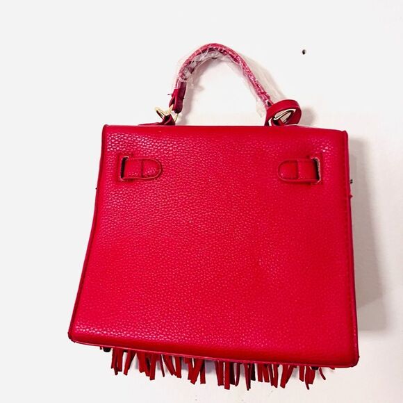 Fringed Red Satchel - Picture 3 of 4